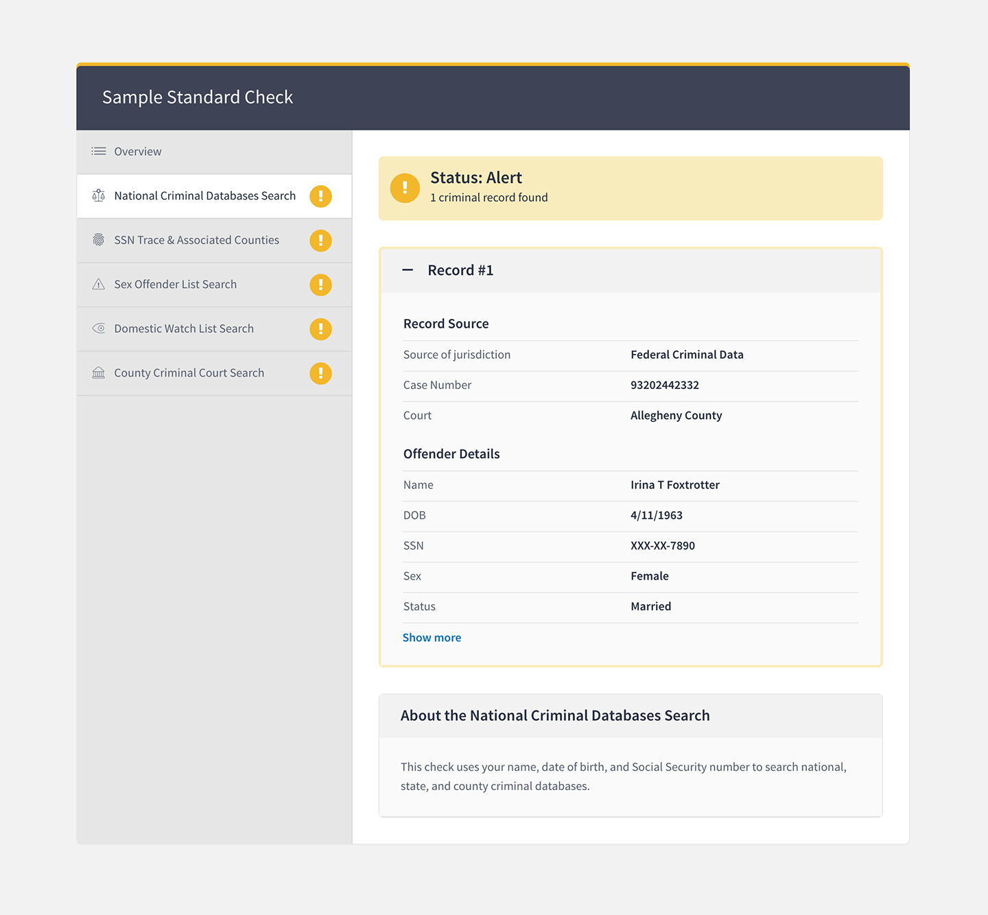 GoodHire dashboard shows a background check status alert