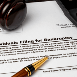 Paper depicting bankruptcy filing records from a civil court.